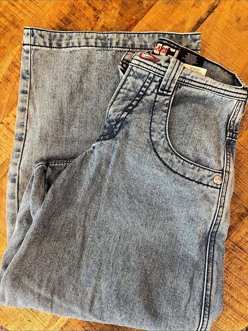 JNCO Twin Cannon Classic Red Crown Men's Blue Antique Denim Jean Waist 26 30 L